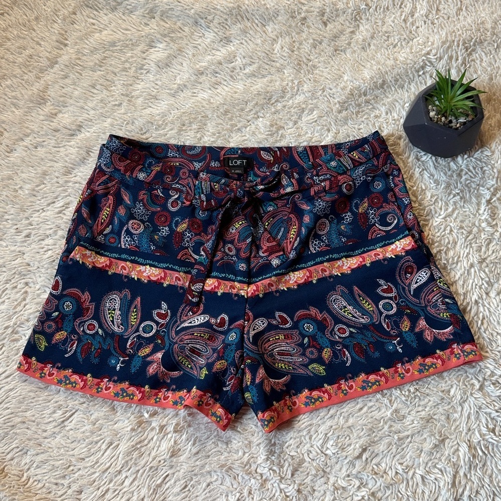 LOFT Shorts Womens Multicolor Paisley Print Boho Colorful Festival size 0